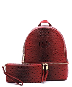 Ostrich Croc Backpack with Wallet OS1082W RED